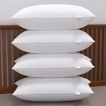 MY ARMOR Height Adjustabe Microfiber Bed Pillows Set of 4 for Sleeping Without Cover, 26x17 Inches, White