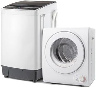 ROVSUN 17.6LBS Full-Automatic Washing Machine and Portable Clothes Dryer Set, Compact Laundry Washer and Dryer Combo Set with Stainless Steel Inner Tub, for Apartment, RV, Dorms, Home