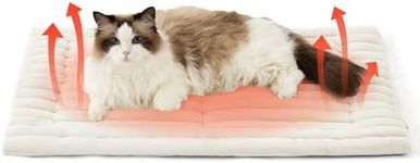 Bedsure Self Warming Cat Bed for Medium Cat, Self Heating Dog Crate Pad, Thermal Extra Warm Puppy Mat Indoor & Outdoor, Non-Slip & Washable (32" x 20", White)