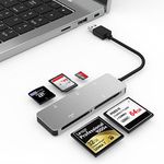 CFast Card Reader, USB-A 3.0 5Gbs CFast 2.0 Reder for SanDisk Lexar Transcend Sony Card, XD Card Reader for Olympus Fuji XD Picture Card, Read CFast XD SD TF CF 5 Cards Simultaneously