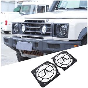 Headlight Guard Compatible with INEOS Grenadier 2020-2025 Accessories, Front Headlight Lamp Guard Trim Protector Cover, Headlight Cover Trim Guards Bezels Cover, Carbon Steel (Matte Black_B)
