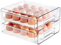 Qielie Egg Holder for Refrigerator 32 Grid Egg Drawer Double Layer Egg Storage with Lids Reusable Food Organizer Fruit Vegetables Meal Fresh Container (Egg Storage)