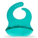 Abiie Ruby Wrapp Silicone Bibs for Babies - Waterproof Bib Made with Stain Resistant Material - Front Pocket for Catching Food - Silicone Toddler Bibs (Turquoise)