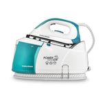 Morphy Richards Power Steam Elite Steam Generator Iron, Ceramic Non-stick Soleplate, Auto Clean, 170g Steam Output, 4.5 Bar, Detachable 1.35L Water Tank, 1.8m Cord, 2400W, White/Green, 332014