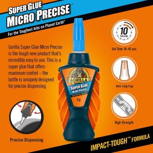 Gorilla Super Glue Micro-Precise 5g – Fast Setting, Precision Applicator