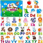 78 Magnetic Alphabet, 26 Uppercase, 26 Lowercase Letters & 26 Object Patterns, Adorable Animal Alphabet ABC Fridge Magnets Educational Letter Spelling Learning Toys Set for Toddlers 3 4 5 Years Old