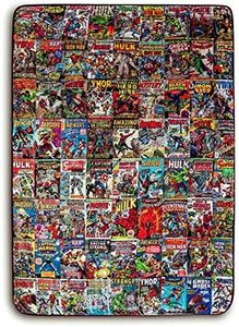 Marvel Comics Oversized Fleece Throw Blanket with Spider-Man, Captain America, Black Panther, More | Superhero Geeky Home Decor | Soft and Cozy Sherpa Blanket | 54 x 72 Inches