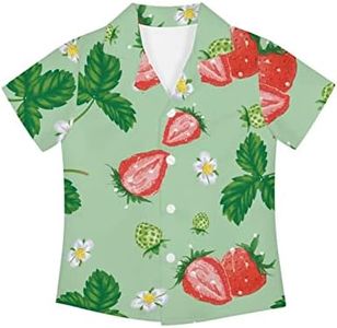 Strawberry Green Print Birthday Shirt Boy Cute Hawaiian Shirts Button Up Shirt Teen Boy Casual Party Hawaiian Button Up