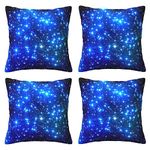 Blue Shining Stars Throw Pillow Cases 4 Pack Square Pillowcases Super Soft Pillow Protectors With Zipper For Couch Livingroom Sofa Bed Office Car,45x45 Cm