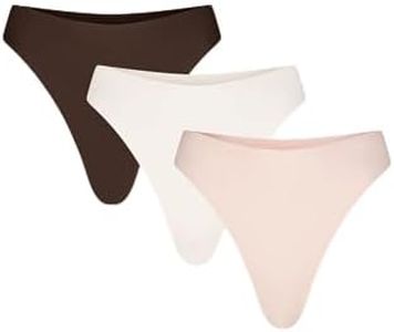 NEGATIVE Underwear – Base High Thong – No Show Thongs For Women - 3 Pack (US, Alpha, Medium, Regular, Regular, Neapolitan)