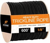 Black Unglazed Trickline Rope - 600 ft x 1/8 inch Theatrical Tie Line Heavy Duty Spool, Cable Management and Wire Tie - for Theatre, Stage Decor, Rigging and Utility Applications