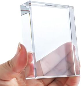 H&D HYALINE & DORA Clear Crystal Rectangle Paperweight Glass Decorative Paper Weights for Office Desk, Functional Crystal Paperweight for Photography Reading