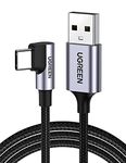 UGREEN USB C Cable 90 Degree Right Angle USB Type C Fast Charging Cable USB to USB C Cord Nylon Braided Compatible with PS5 Controller, Galaxy S21 Ultra S20 S20 A51 A71 A32, LG Velvet, 10ft