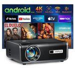 [Built-in -Apps & Auto Focus/Keystone] Smart Projector 4K, VOPLLS 25000L Native 1080P WiFi 6 Bluetooth Outdoor Projector, PPT, 50% Zoom Home Theater Movie Projector for Bedroom/iOS/Android