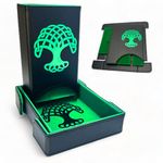 Luck Lab Folding Dice Tower and Dice Tray for RPG Table Top Gaming - Black/Green - Tree of Life Design