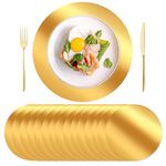 KesaPlan 100PCS Round Gold Placemats, 13" Disposable Paper Placemats for Dining Table, Mirrored Gold Charger Place Mat for Kitchen Banquet Table Setting Wedding Birthday Dinner Party Decor