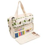 LAVIEVERT Knitting Tote Bag Yarn Storage Bag for Carrying Projects, Knitting Needles, Crochet Hooks and Other Accessories, Beige, Large