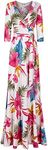 Bon Rosy Women's #MadeInUSA 3/4 Sleeve V-Neck Printed Maxi Faux Wrap Dress, Red Cream1, Small