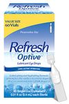 Refresh Optive Lubricant Eye Drops Single Use Vials, 60 EA