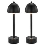 UMEXUS Cordless Table Lamp Set of 2 Rechargeable 5200mAh Battery Operated Lamp Small Portable Touch Bedside Lamp Lights LED Desk Lamp for Restaurant Bar Dining Table Buffet Bedroom Black