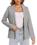 MINTLIMIT Women's Stylish Long Sleeve Sweater Blazer Cardigan with Notch Lapel Jackets (Light Grey XL)