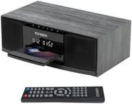 Vintage Bluetooth Stereo System for Home, THINKYA 30W RMS Micro HiFi Systems CD Player Dual 3” Bass with Bluetooth Audio Streaming, FM Radio, USB Port, Aux-in, Earphone Port, Remote Control Black