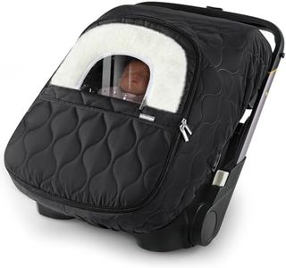 Winter Baby Car Seat Cover, Waterproof, Windproof Warm Fleece Breathable with Full Zipper for Newborn Car Seat, Black
