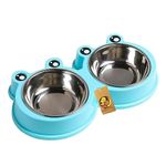 Foodie Puppies 2-in-1 Food and Water Bowl for Cats and Kittens - (Frog Bowl, Small) 200ml Each | Non-Slip, Non-Toxic Pet Feeding Plastic Frog Face Shaped Double Bowl Food & Water Feeder