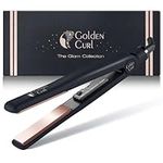 Golden Curl Hair Straightener Flat Iron Styler - 5 Year Peace of Mind - 2 in 1 Portable Hair Styling Tool with Coated Floating Plates for Straightening & Curling at Home or Travel
