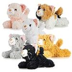 Prextex Pack of 6 Realistic Looking Plush Cats 6 Inches Long