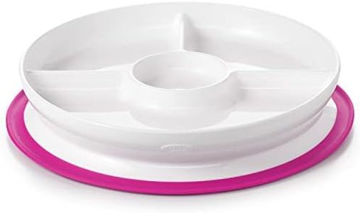 OXO TOT Stick and Stay Suction Divided Plate, Pink,