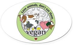 CafePress Love Animals Dont Eat Them Vegan Oval Car Magnet, Euro Oval Bumper Magnet