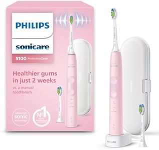 Philips Sonicare ProtectiveClean 5100 Electric Toothbrush, Pink, with Travel Case, 3 x Cleaning Modes & 2 x Whitening Brush Head (UK 2-pin Bathroom Plug) HX6856/29