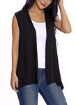 EXCHIC Women's Sleeveless Open Front Cardigan Vest Lightweight Cool Coat (2XL, Black)