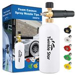 Twinkle Star Foam Cannon 1 L Bottle Snow Foam Lance With 1/4 Quick Connector, 5 Spray Nozzle Tips for Pressure Washer