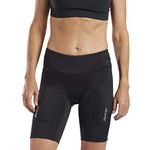 Zoot Women’s Core 8-Inch Tri Shorts, Quick Dry Performance Triathlon Short with Cycling Chamois Pad, Pockets & UPF 50+ Fabric, Black, X-Large