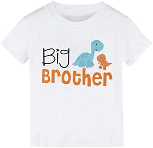 Big Brother T Shirts Tops for Toddler Baby Boy Big BRO Older Brother Tees Outfit Short Sleeve Clothes, Dinosaur 2-big Brother-white, 4-5 Years