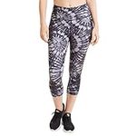 Danskin Women's All Over Printed Capri Legging, Black Salt Tie Dye Swirl, S