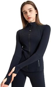 Women's Zip Up Workout Jackets with Pockets Slim Fit Cottony Soft Jacket for Running Athletic Yoga (AU, Alpha, Medium, Regular, Regular, Black)
