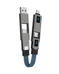 Multi USB Charging Data Cable: Short EDC Cord for Lightning Type C A (Blue)