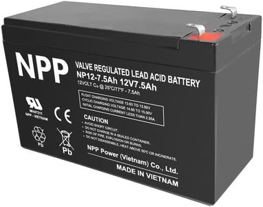 NPP NP12-7.5Ah F1 12V 7.5Ah Rechargeable Sealed Lead Acid Battery, Garage Door Opener Battery Replacement for Portable Fish Finder, Small UPS, Alarm System, Kids Ride-On Car, Solar & IOT Devices