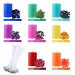 Candle Dye, Candle Chip Dye Candle Dye for Soy Wax, 8 Colors Candle Colour Chips with 50 Pcs Candle Wicks, Candle Wax Dye Candle Colour Dye Candle Pigments, Each 5g