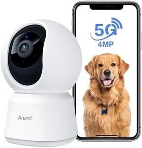 ARENTI 5G Security Camera Indoor, 4MP Pet Camera with Speaker for Dog/Cat, Baby Monitor with Phone App, Dual-Band WiFi, Auto Tracking, Super Night Vision, 2-Way Talk, Cloud & SD Card Storage