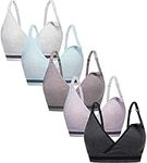 Suekaphin 5Pack Nursing Bra Deep V Neck for Breastfeeding,Seamless Maternity Bralette Wirefree Padded Cup Nursing Bra,Large,Sort CC-A