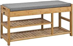 SoBuy Bamboo Shoe Bench with Drawers and Lift Top, FSR47-N