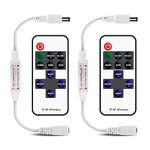 VIPMOON 2 Pack RF Mini Monochromatic Controller with DC12V 11 Key Wireless Remote Control Controller for Dimmable 2835 3528 5050 Single Color LED Strip Light