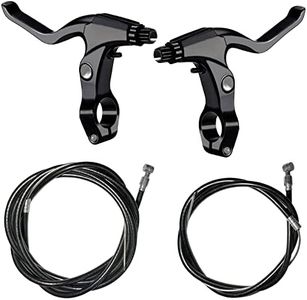 Lomodo 4 Pieces Bicycle Brake Accessories Including 2 Pack Aluminium Alloy Brake Levers Handle Bars and 2 Pack Brake Wire (Front and Rear Brake Cable) for Mountain/Road/MTB Bike(Black)