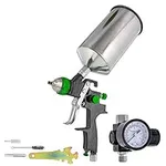 TCP Global Brand Professional New 2.5mm HVLP Spray Gun- Great for High Build Auto Paint Primer - Metal Flake Application and Any Heavy Bodied Paint or Primer Material -with Air Regulator