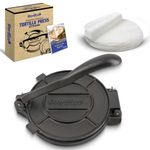 StarBlue 10 Inch Cast Iron Tortilla Press with 100 Pieces Oil Paper (Black)