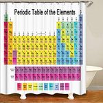 Shocur Periodic Table of Elements Shower Curtain, Color Glossary of Student Chemistry Terms, 72 x 72 Inches Modern Science Theme Bath Curtain, Polyester Fabric Bathroom Decor Set with 12 Hooks